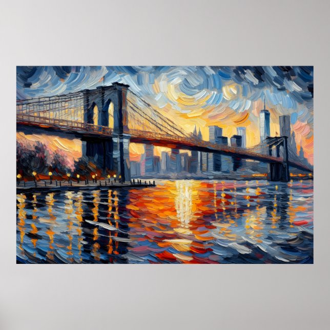 Brooklyn Bridge Oil Painting Poster (Vorne)