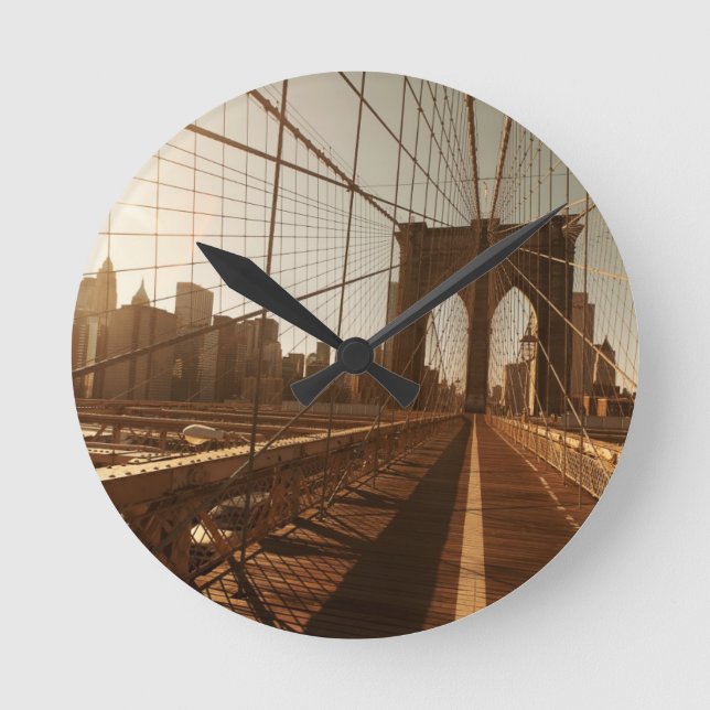 Brooklyn Bridge. Runde Wanduhr (Vorderseite)