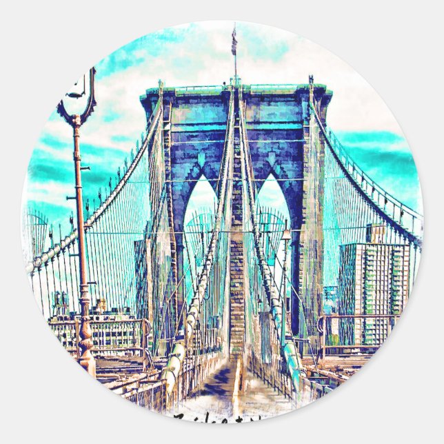 Brooklyn Bridge Runder Aufkleber (Vorderseite)