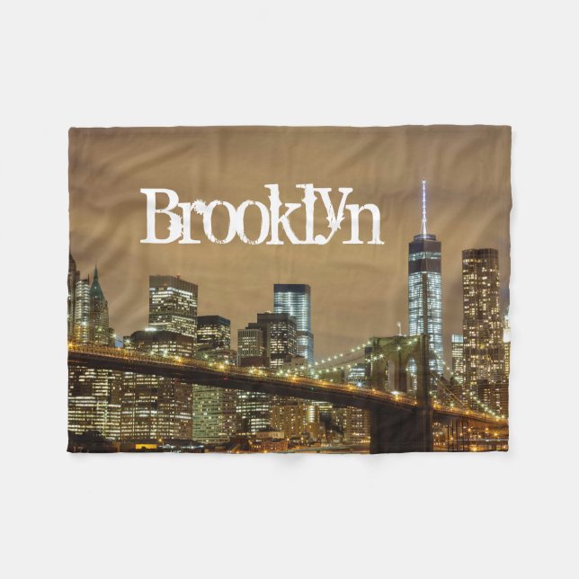 Brooklyn Bridge Skyline Fleecedecke (Vorderseite (Horizontal))