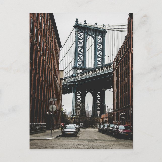 Brooklyn Bridge Street View Postkarte (Vorderseite)