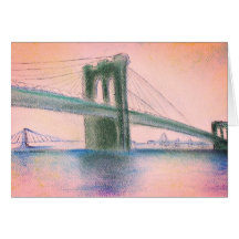 Brooklyn Bridge Sunset Serenity NYC Greeting Card