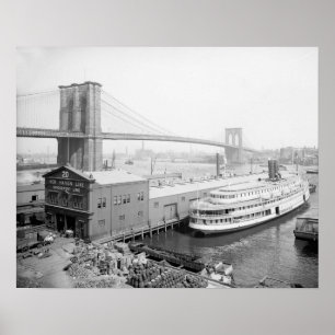 Brooklyn Bridge und Docks, 1905. Vintage-Foto Poster