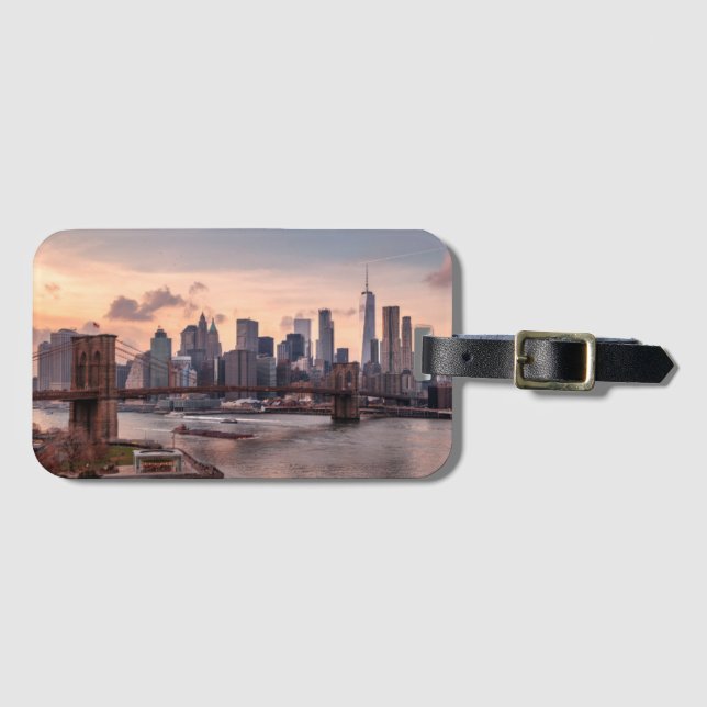 Brooklyn Bridge und Lower Manhattan Gepäckanhänger (Vorderseite (Horizontal))