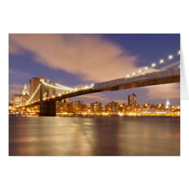 Brooklyn Bridge und Manhattan bei Nacht. (Vorderseite (Horizontal))
