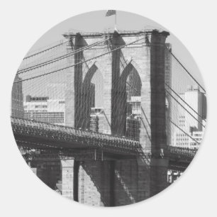 Brooklyn Bridge und Manhattan Skyline Runder Aufkleber