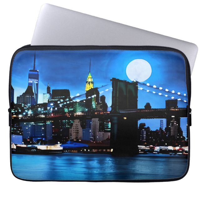 Brooklyn Bridge unter einem Vollmond Laptopschutzhülle (Vorderseite)