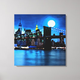 Brooklyn Bridge unter einem Vollmond Leinwanddruck