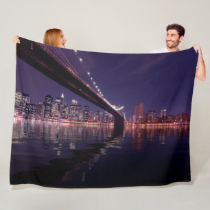 BROOKLYN BRIDGE VON NACHT FLEECEDECKE