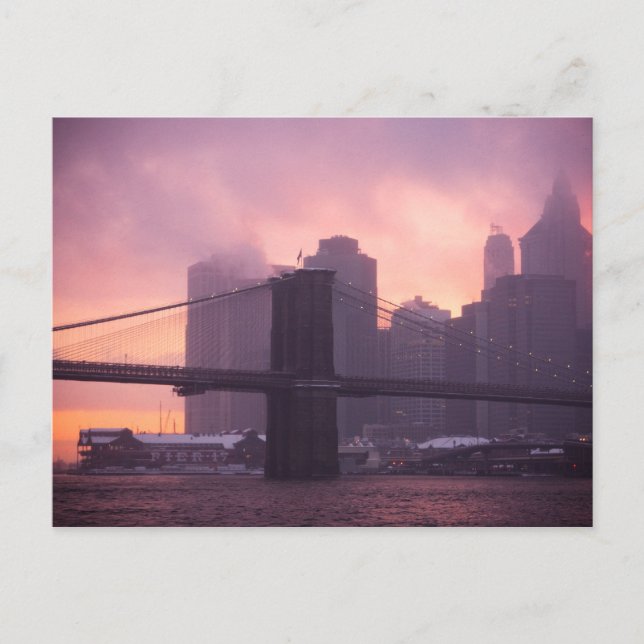 Brooklyn Bridge während des Schneesturms Postkarte (Vorderseite)