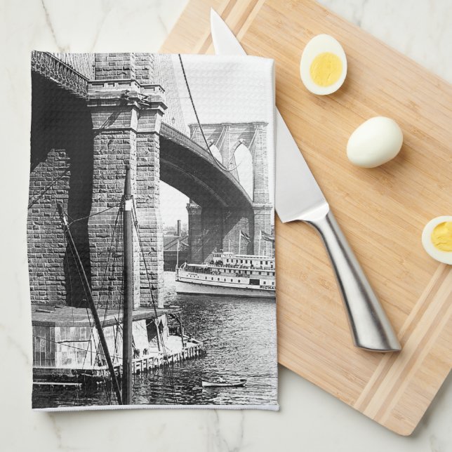 Brooklyn Bridge Waterfront Küchenhandtücher Küchentuch (Viertel Falte)