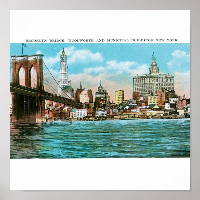 Brooklyn Bridge, Woolworth und Municipal... Poster (Vorne)