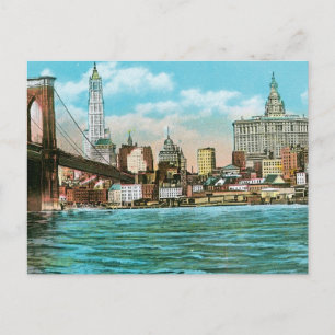 Brooklyn Bridge, Woolworth und Municipal... Postkarte