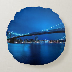 Brooklyn-Brücke, New York Rundes Kissen