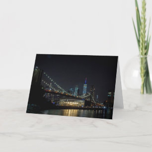 Brooklyn-Brücke und Freiheits-Turm nachts Karte