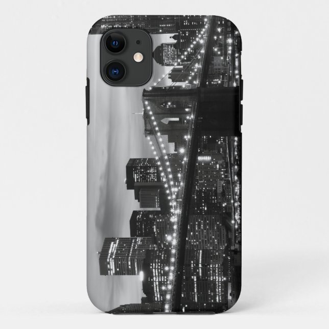 Brooklyn-Brücke und Manhattan-Skyline nachts Case-Mate iPhone Hülle (Rückseite)