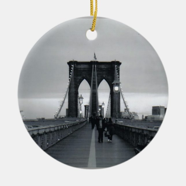 Brooklyn-Brücken-Foto-Verzierung 2 Keramikornament (Vorne)