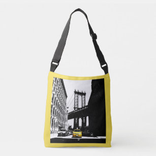 Brooklyn-Brücken-gelbes Taxi Nyc NewYork würdevoll Tragetaschen Mit Langen Trägern