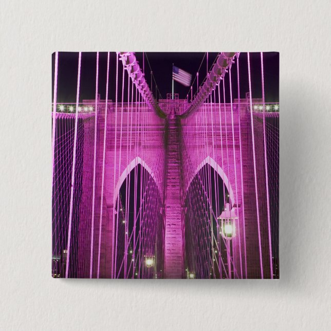 Brooklyn-Brücken-Lit lila Button (Vorderseite)