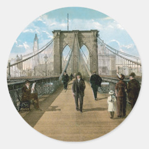 Brooklyn-Brücken-Promenade, New York City Runder Aufkleber