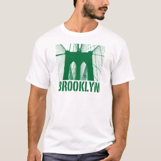 Brooklyn-Brücken-Silhouettegrün T-Shirt