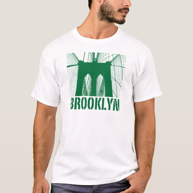 Brooklyn-Brücken-Silhouettegrün T-Shirt (Vorderseite)