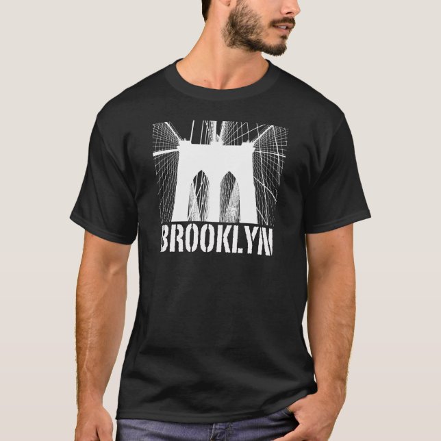Brooklyn-Brücken-Silhouetteweiß T-Shirt (Vorderseite)