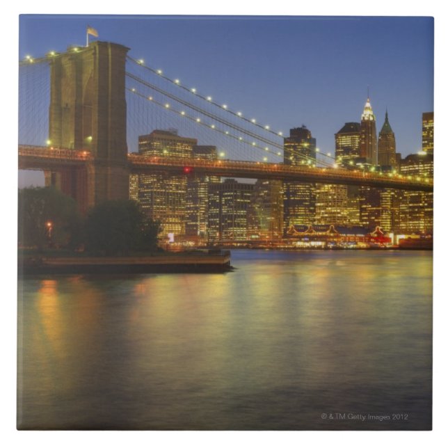 Brooklyn-Brücken- und New- York CityGebäude Fliese (Vorderseite)