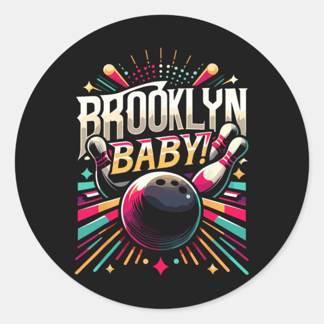 Brooklyn by Bowling Shirts Runder Aufkleber (Vorderseite)