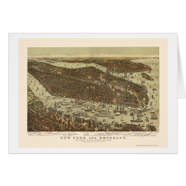 Brooklyn, carte panoramique de NY - 1892 (Devant horizontal)