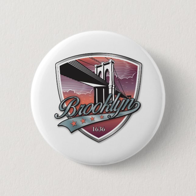 Brooklyn Design Silver Metallic Button (Vorderseite)