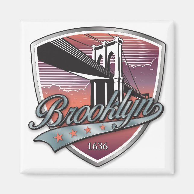 Brooklyn Design Silver Metallic Magnet (Vorne)
