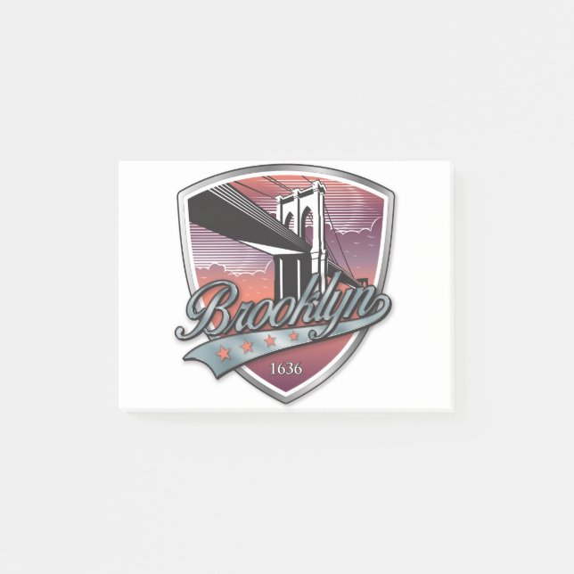 Brooklyn Design Silver Metallic Post-it Klebezettel (Vorderseite)