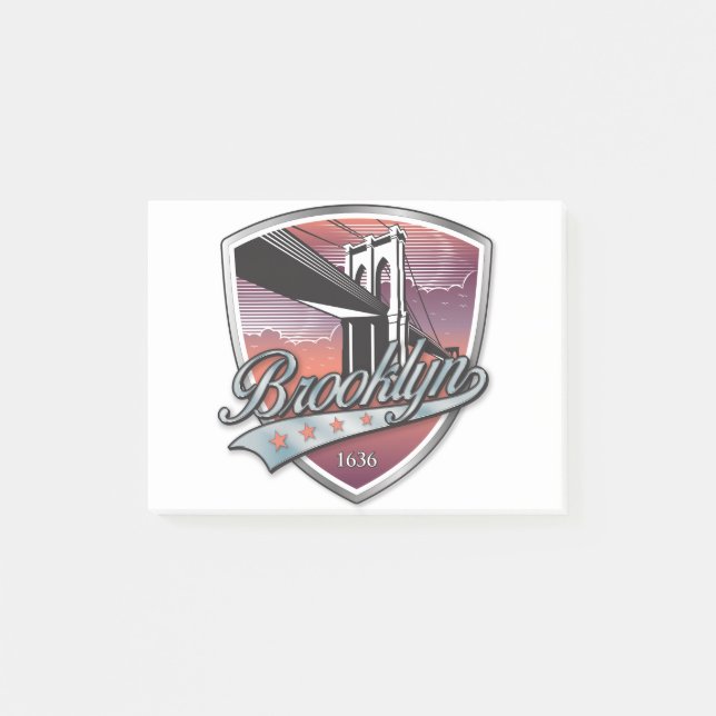 Brooklyn Design Silver Post-it Klebezettel (Vorderseite)