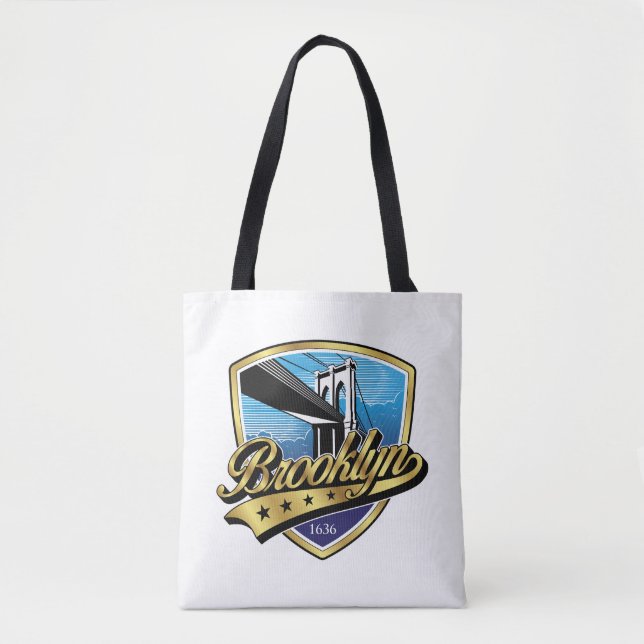 Brooklyn Elegant Gold Swoosh Logo Design Tasche (Vorderseite)