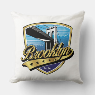 Brooklyn Elegantes Gold-Swoosh-Logo-Design Kissen