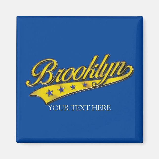 Brooklyn Gold Swoosh Designvorlage Magnet (Vorne)