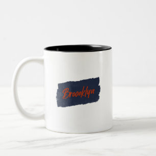 Brooklyn Handgeschriebene Red Typografy Coffee Tas Zweifarbige Tasse