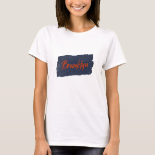 Brooklyn Handgeschriebene rote Typografie T-Shirt