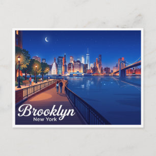 Brooklyn Heights Promenade bei Nacht New York Postkarte
