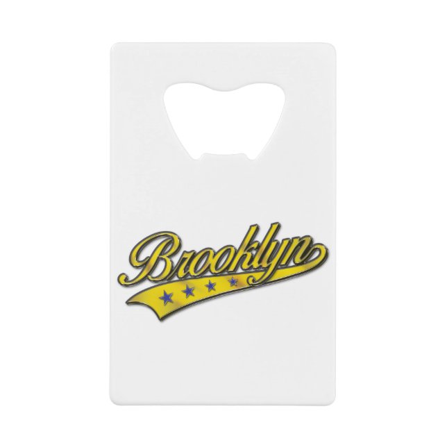 Brooklyn Logo Gold Embossed Geldbeutel Flaschenöffner (Vorderseite)