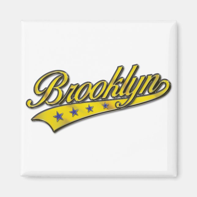 Brooklyn Logo Gold Embossed Magnet (Vorne)