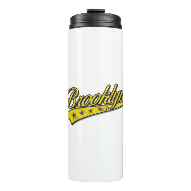 Brooklyn Logo Gold Embossed Thermosbecher (Vorderseite)