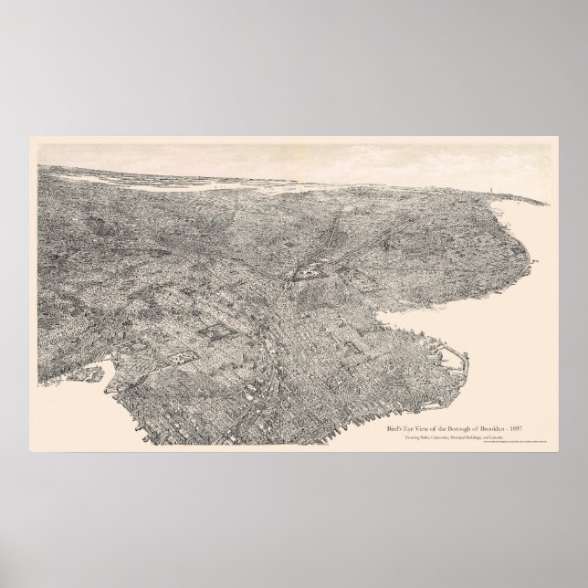 Brooklyn, New York Birdseye Karte 1897 Poster (Vorne)