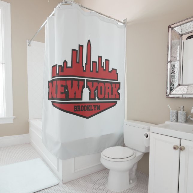 Brooklyn New York| Blockstiftschrift Duschvorhang (Beispiel)