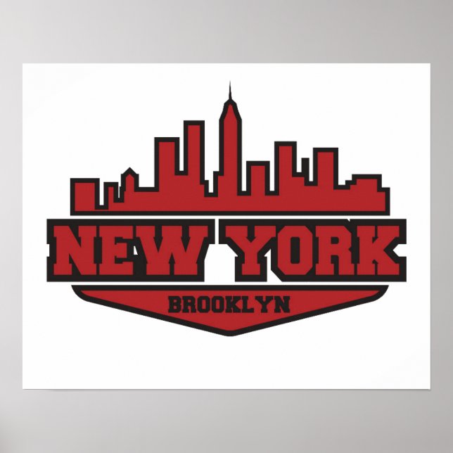 Brooklyn New York | Blockstiftschrift Poster (Vorne)