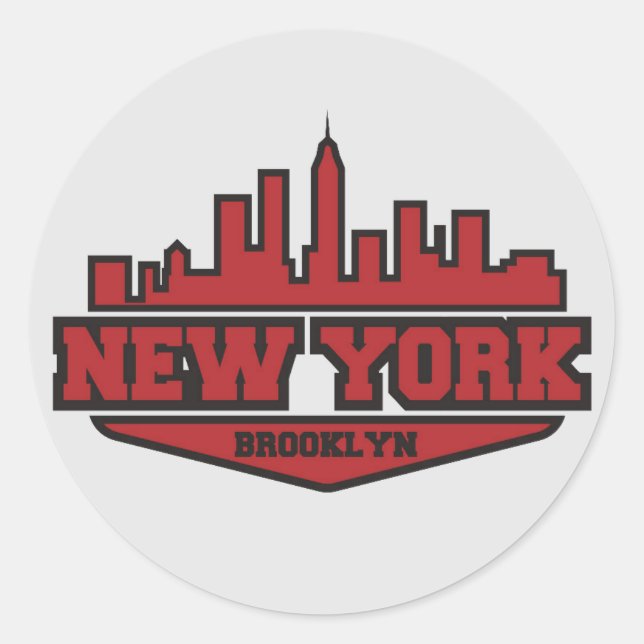 Brooklyn New York | Blockstiftschrift Runder Aufkleber (Vorderseite)