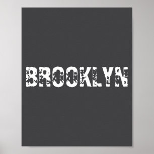 Brooklyn New York City Nyc Weißer Text Nostalgisch Poster
