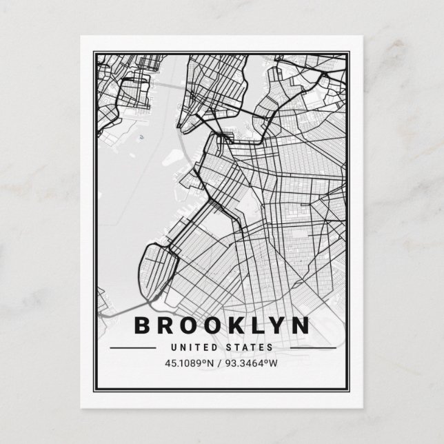 Brooklyn New York États-Unis Travel City Carte (Devant)