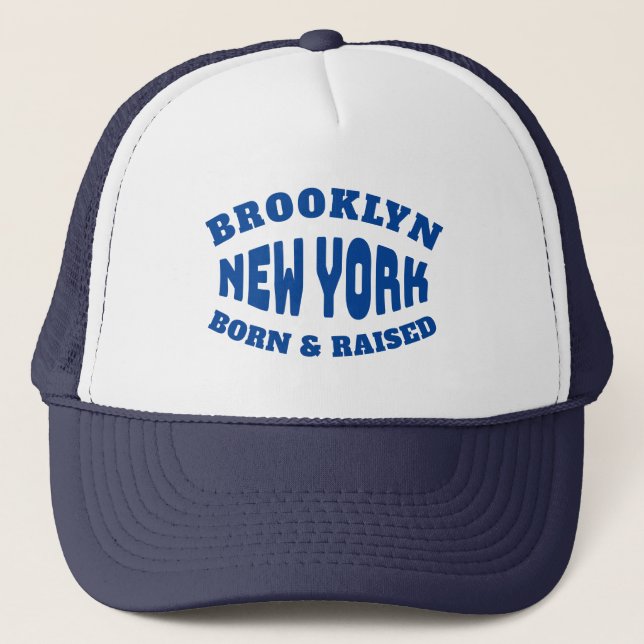 Brooklyn New York Geboren und erhoben Truckerkappe (Vorderseite)